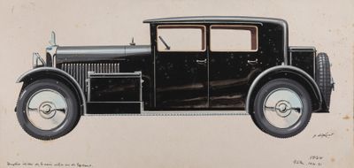 drawing of a black car with a white background and a brown background