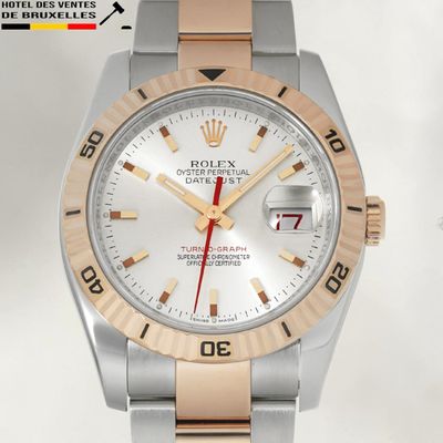 rolex watch with a white dial and two - tone steel bracelet