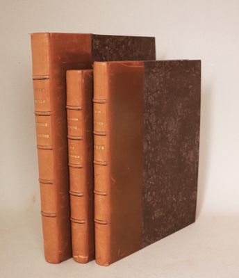 trois livres bruns posés l'un sur l'autre sur une surface blanche
