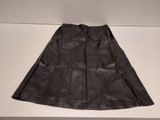 black leather skirt with zippers on the front