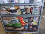 a cart full of food that is sitting on the floor