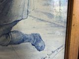 painting of a woman kneeling down with her feet on the ground