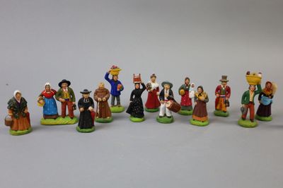 CARBONEL Quatorze santons En terre cuite polychrome - Photo 1