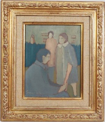 an image of a painting of two people in a room