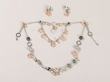 necklace and earring set in silver and rose gold tone