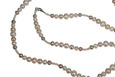 COLLIER DE PERLES de culture d'eau douce blanches et rosées …
