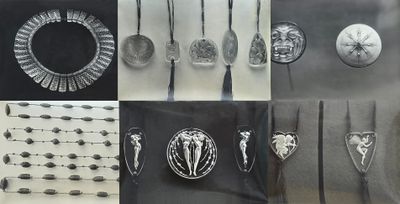 many different types of silverware on display in this photo