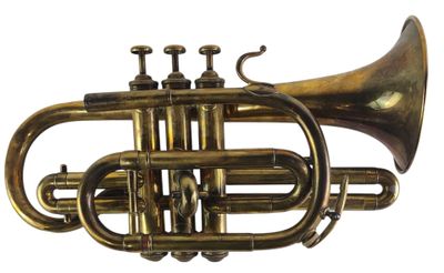 an image of a brass trumpet on a white background