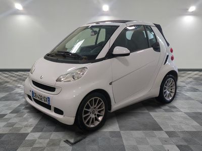 une petite Smart blanche garée dans une grande pièce