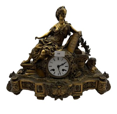 Pendule DE Cheminee EN Bronze Figurant L' Allegorie DE L'Eur…