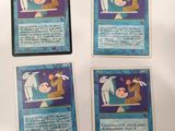 quatre cartes d'un jeu représentant un cheval et une chèvre
