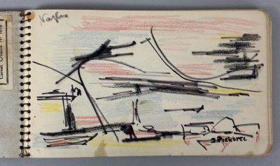sketch of a drawing of a boat in a body of water