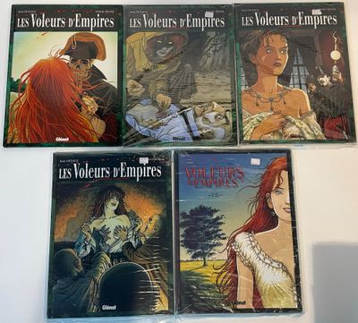 four books on a table with a white table cloth on it