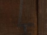 painting of a wooden door with a number 4 painted on it