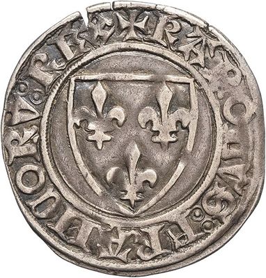 a close up of a silver coin with a shield on it
