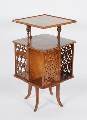 an image of a wooden table with a shelf on top of it