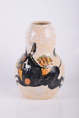a vase that has a picture of a donkey on it