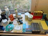 a table with a lot of things on it