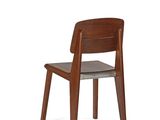 the chair is made of wood and has a seat made of leather