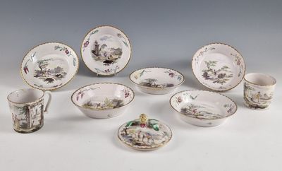 MARSEILLE ROBERT 2 TASSES A CAFE H. 6cm, 6 SOUCOUPES (1 rest…