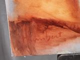 a close up of a painting of a cat on a table