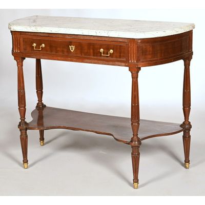 CONSOLE LOUIS XVI de forme demi-lune dans le goût de ANCELET… - Photo 1