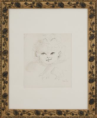 Léonor Fini (1907- 1996) Enfant Chat  Encre et lavis sur papier signé 