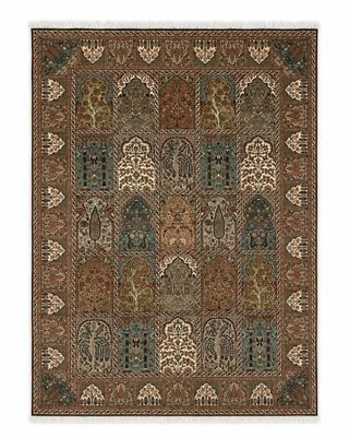 un tapis marron et bleu avec un motif