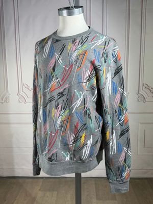 DIOR - Sweat homme en coton gris imprimé de traces de stylo …