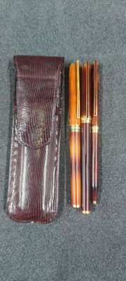 two pens and a case sitting on a table