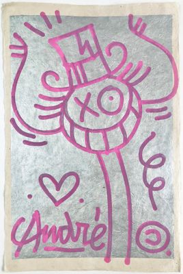 drawing of a pink flower with the word smile written on it