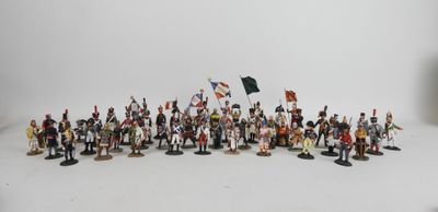 de nombreuses figurines de soldats arborant des drapeaux