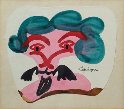 an image of a painting of a woman with blue hair