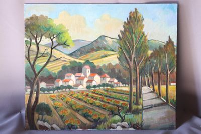 Max TOUTAIN (1935-2006), "L'entrée du village", huile sur pa…