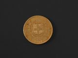 an image of a gold coin with the letter h on it