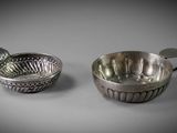 pair of silverplated sugar and creamers