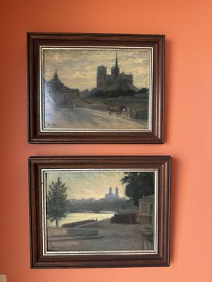 MINARD Deux huiles sur carton. Signé en bas à gauche: