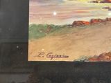 a picture of a painting of a lighthouse on the beach