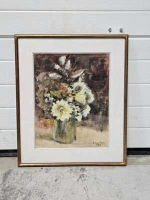 une image d'une peinture de fleurs dans un vase