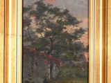 an image of a painting of a landscape with trees in the foreground