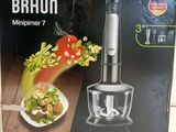 packaging of a braun mini food processor on a counter top