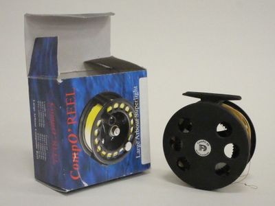 a box with a spool and a reel in it