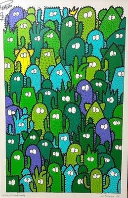 une image représentant un groupe de monstres verts et bleus