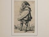 a black and white drawing of a woman in a shawl