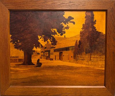 une photo d'un tableau représentant un homme assis sous un arbre