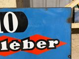 a blue sign with a red and black number 10 on it