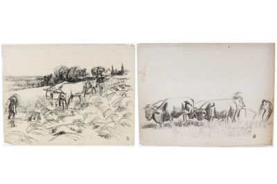 Hélène RIVIERE (1896-1977) Ensemble de 2 dessins : - Photo 1