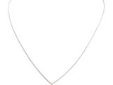 a white gold necklace with a single diamond on a chain