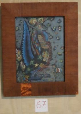 JEAN LURCAT (D'APRÈS) Coq sur fond gris, pastel.