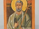 an image of a painting of a bearded man holding a stick